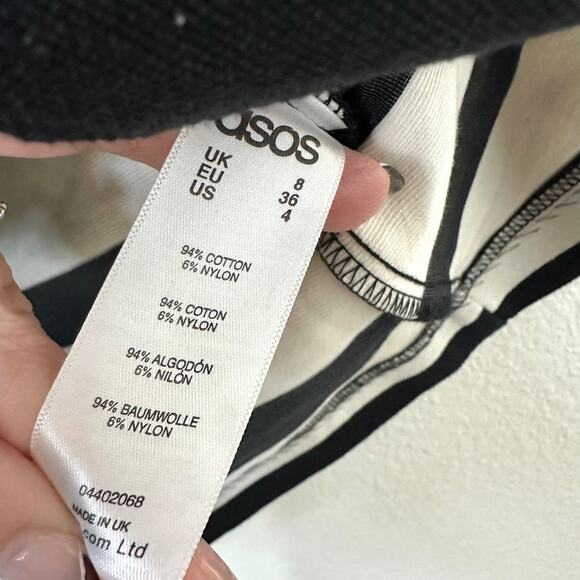 ASOS Blue White Striped A-Line Midi Skirt UK 8 US 4 Cotton Nylon Preppy Classic - Picture 5 of 6